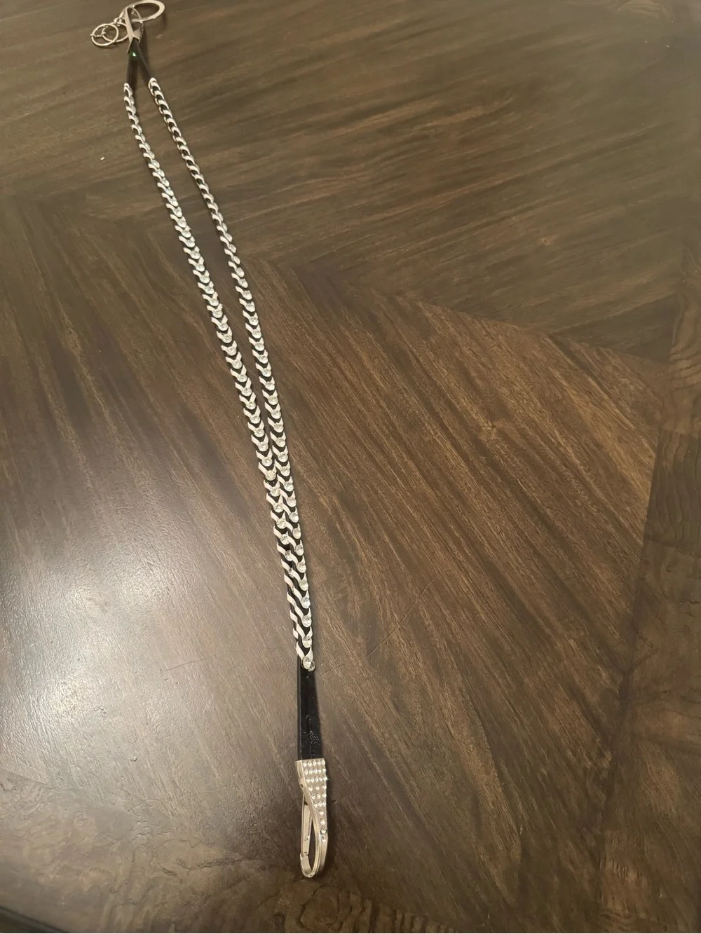 Men’s Silver-Tone Decorative Chain Necklace with Ring Pendant